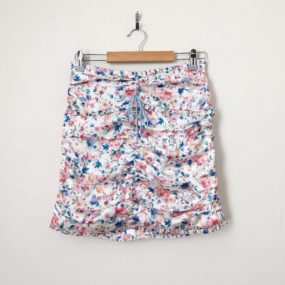 NWT For Love and Lemons white blue pink floral Juliet skirt crop top set M/L - Picture 7 of 10